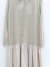 SWAYING 2025 Fall/Winter Collection: Fish-tail design polo dress with contrasting panel, Style No. SW-SW25AW2L03C1S2-HL, Gray-Green